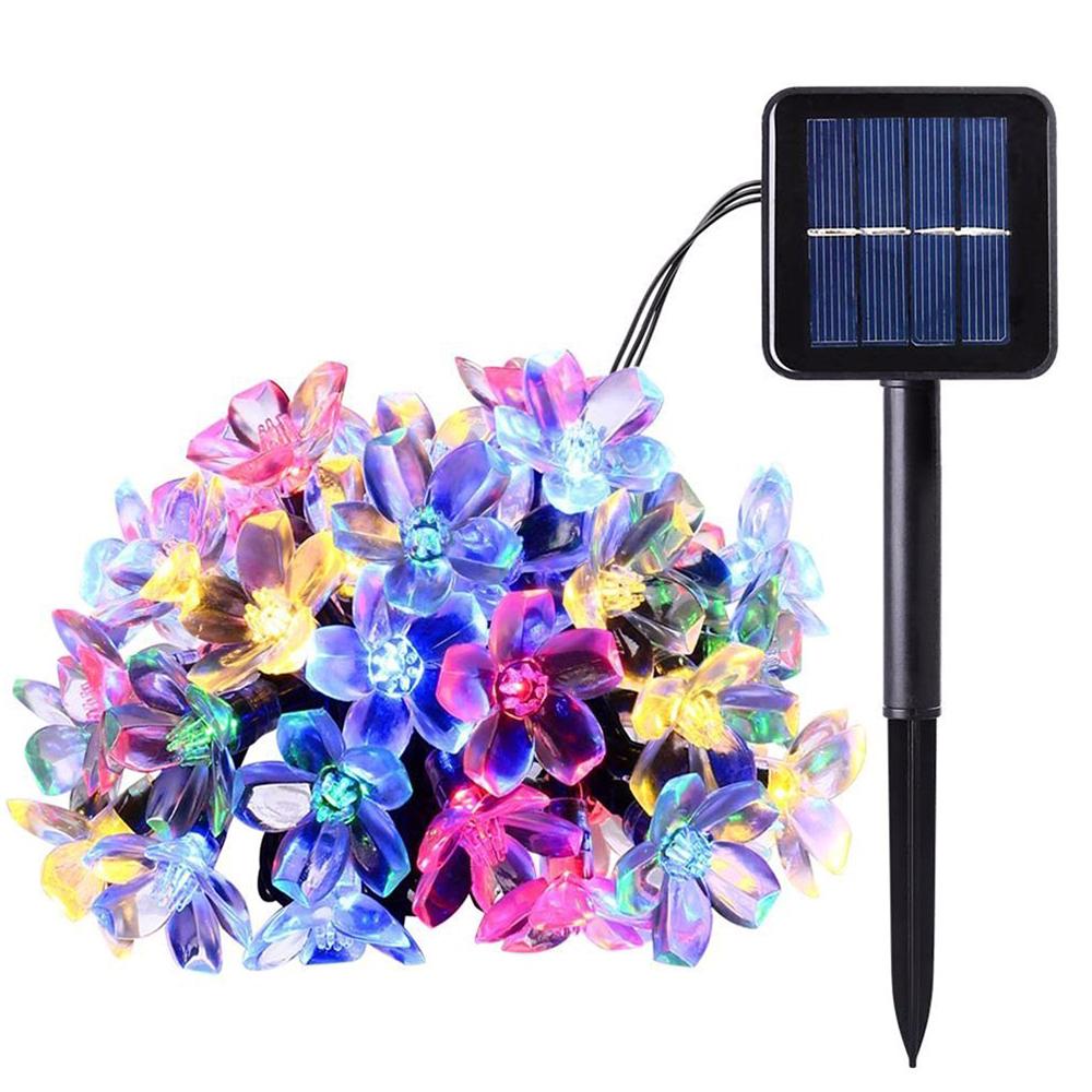 Solar Powered Flower String Lights 7m/22.97ft 50pcs Cherry Blossoms Colorful LEDs Fairy Light