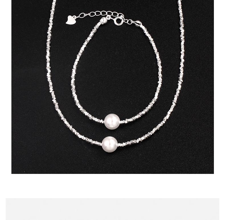 Xiaohongshu S925 Sterling Silver Korean Japanese Style Crushed Silver Freshwater Pearl Necklace & Bracelet Set