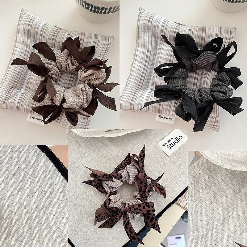 

3PCS New Hand Woven Bow Headband From South Korea High Elasticity Headband Without Tangling Floral Leather Cover Hair Accessory