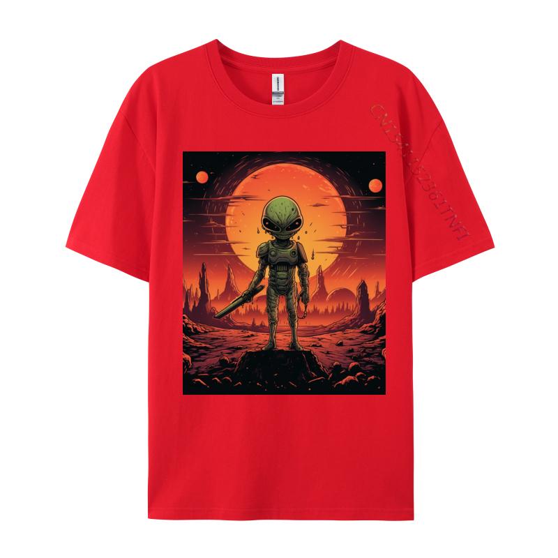 Printing Tops Tees Alien In Armor Tshirts 100 Cotton Fabric Student T Shirt Casual Tops Tees Clothing