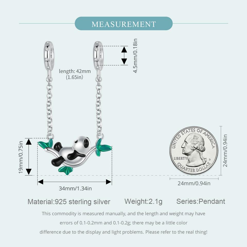 WOSTU 925 Sterling Silver Enamel Animals Bamboo Panda Pendant Lovely Pet Beads Fit Original Bracelet Bangle DIY Jewelry Gift