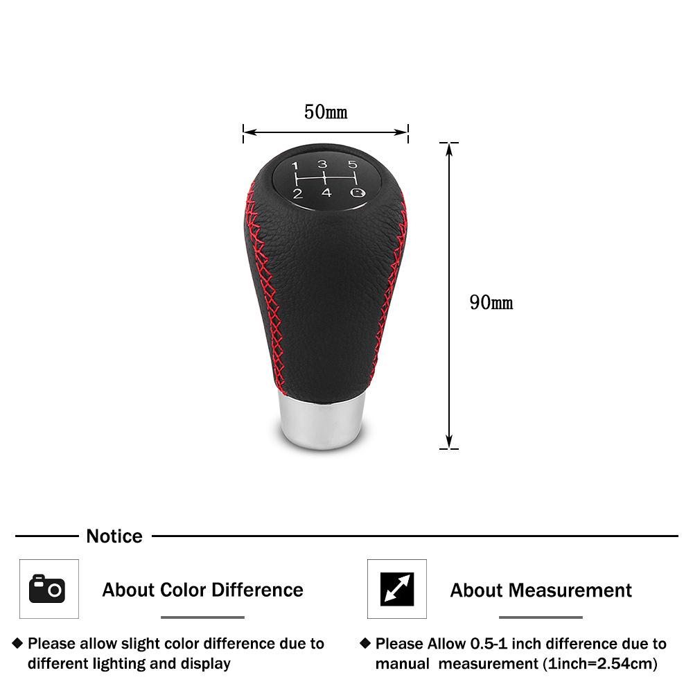 Universal Leather 5-Speed Gear Shift Knob - Fits Most Car Models