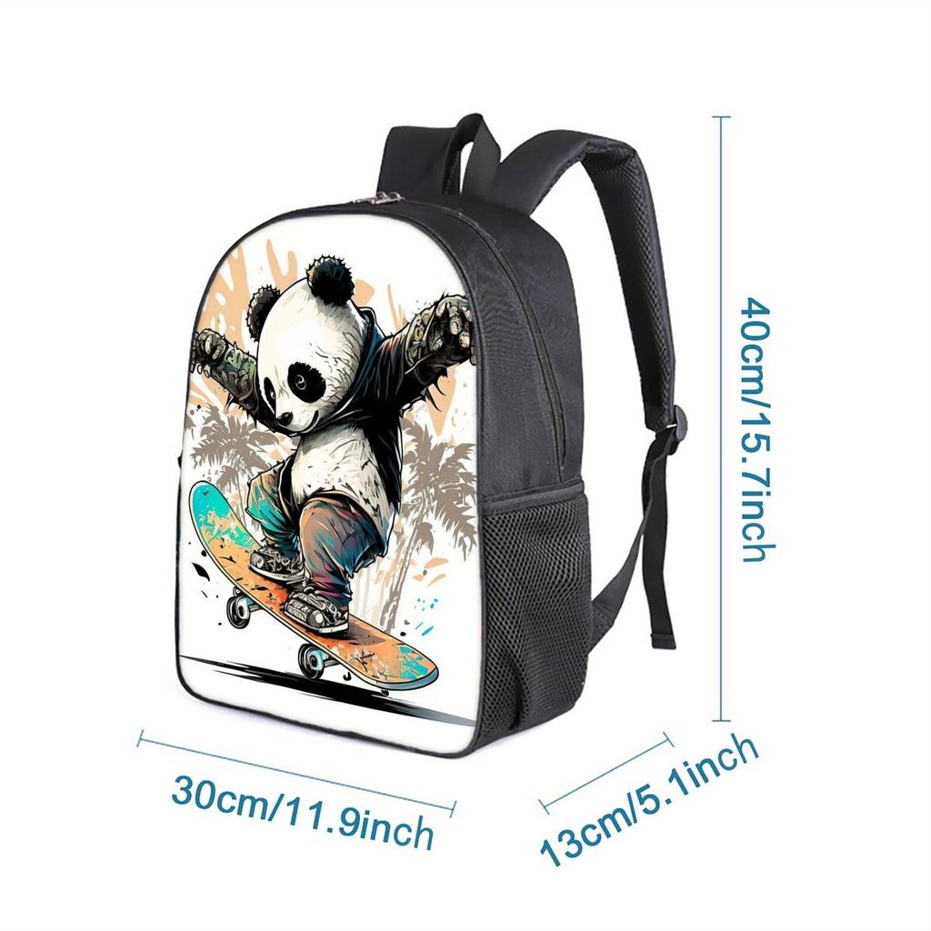 Panda Print Single Layer Backpack Simple Style for Boys/Girls Children Best Gifts 2D Flat Cartoon School Bags