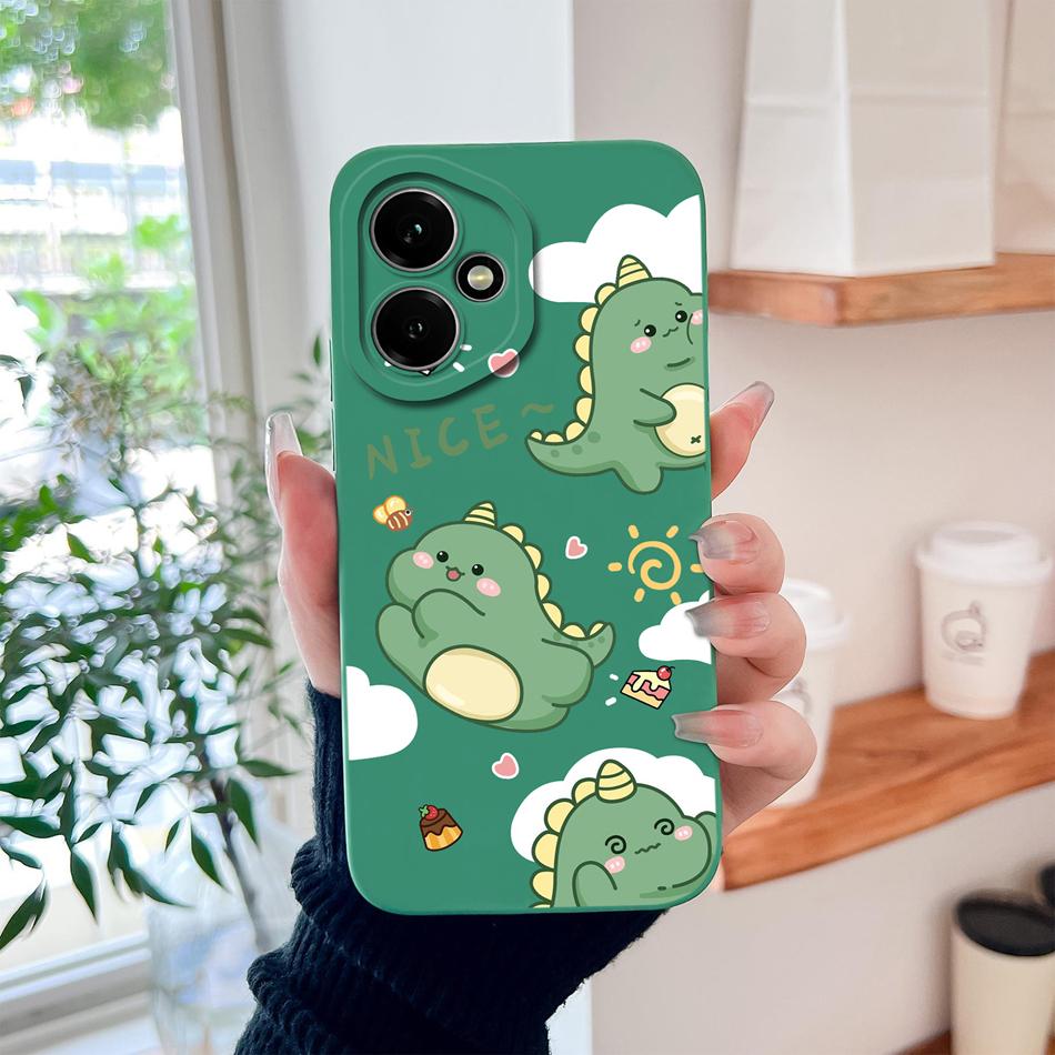 Case For Honor 400 Pro Global Cartoon Dinosaur Back Cover Liquid Silicone Full Protection Durable Shockproof Phone Protectors