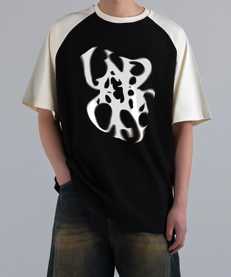 UNDEROFF Oversized Raglan Short Sleeve T-Shirt Under Smoke Black