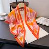 Fresh Plaid Triangle Scarf Imitation Silk Printing Sunscreen Shawl Tied Waist Scarf Women's Silk Scarf Scarf Headscarf Scarf