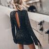 New Style Women's Autumn Personalized Street Casual Color Sequins Long Sleeve Bodycon Dress