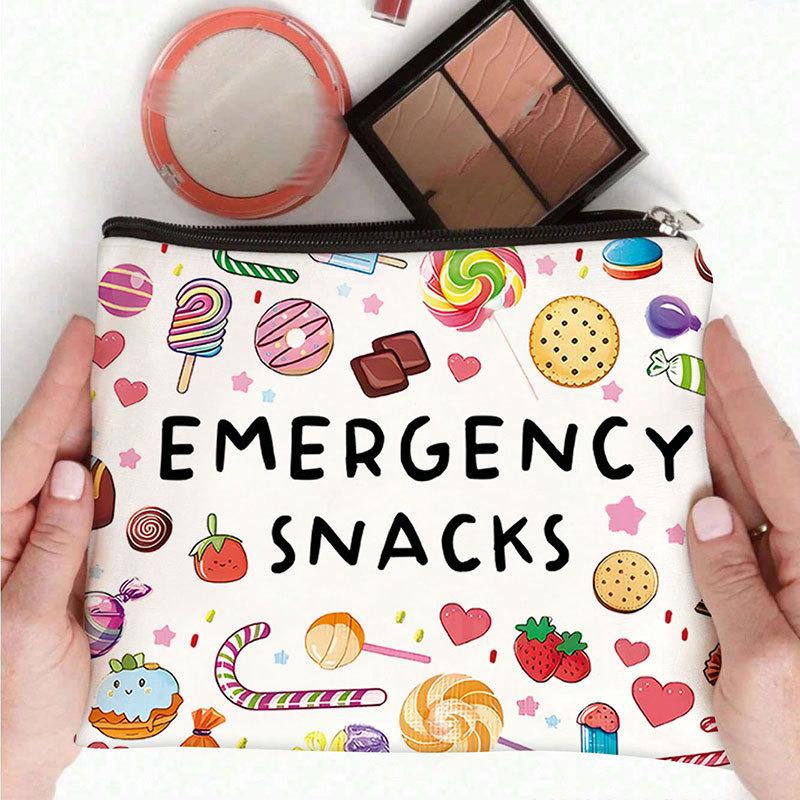 1pc Women'S Makeup Bag | Portable Travel Cosmetic Organizer with "Emergency Snacks" Design | Accessories |Makeup Travel Bag