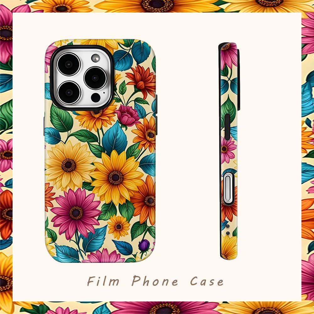 Bright Sunflower Garden Phone Case for IPhone 17AIR 16E 16 15 14 13 12 11 17 Pro Max Plus Double-layer Back Cover