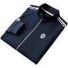 Men's Slim Fit Embroidered Blue Jacket with Side Stripe - Casual & Fashionable Autumn Wear