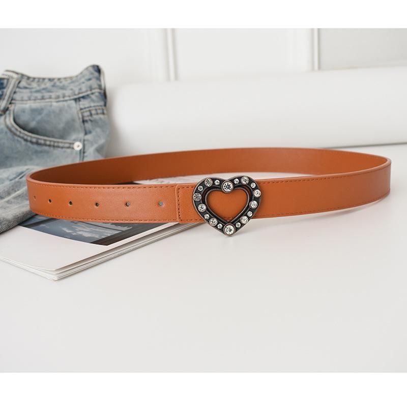 

Heart Retro Classic Shaped Closure Faux Leather Belt For Women In Black Camel And верблюд