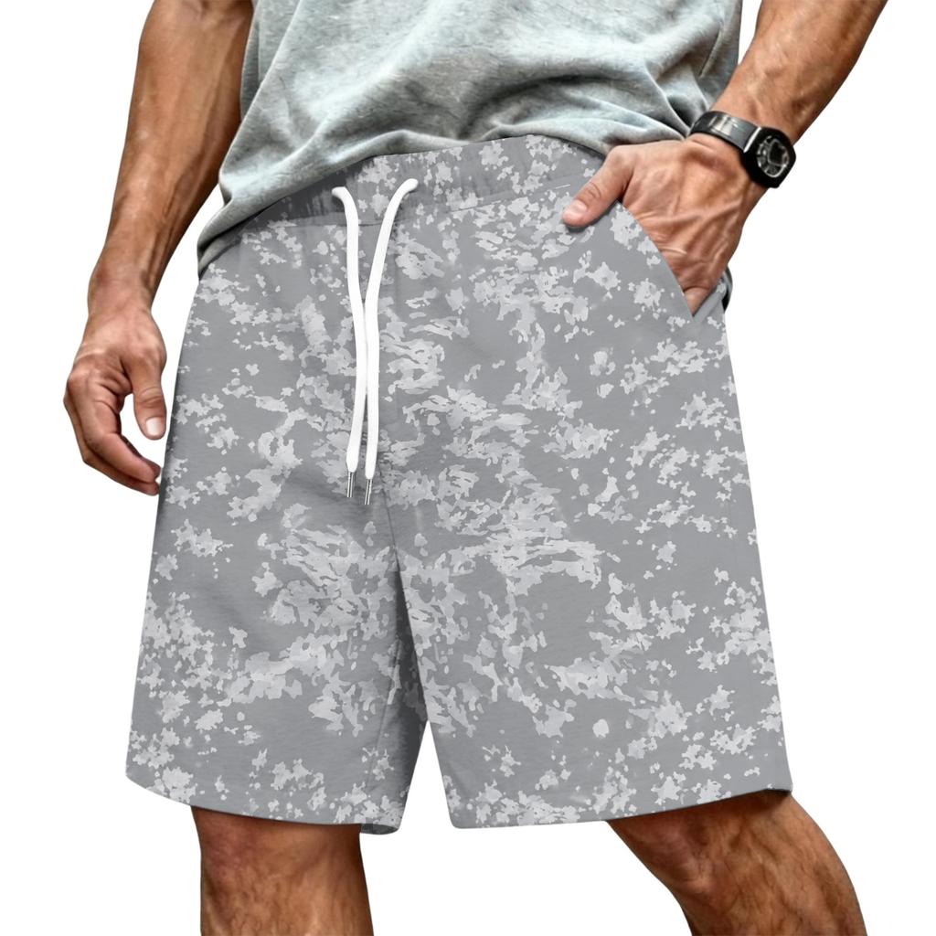 Herren Kordelzug Taille Lässige Sportshorts Entspannte Passform Atmungsaktives Gewebe Camouflage-Print Sportbekleidung für den täglichen Gebrauch