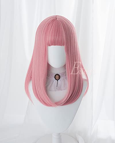 Eileen HAIR Cute Pink Wig, Semi-Long, Full Wig for Women, Straight, Natural, Harajuku Style, Popular, Slimming Effect, Includes Net, Free Shipping