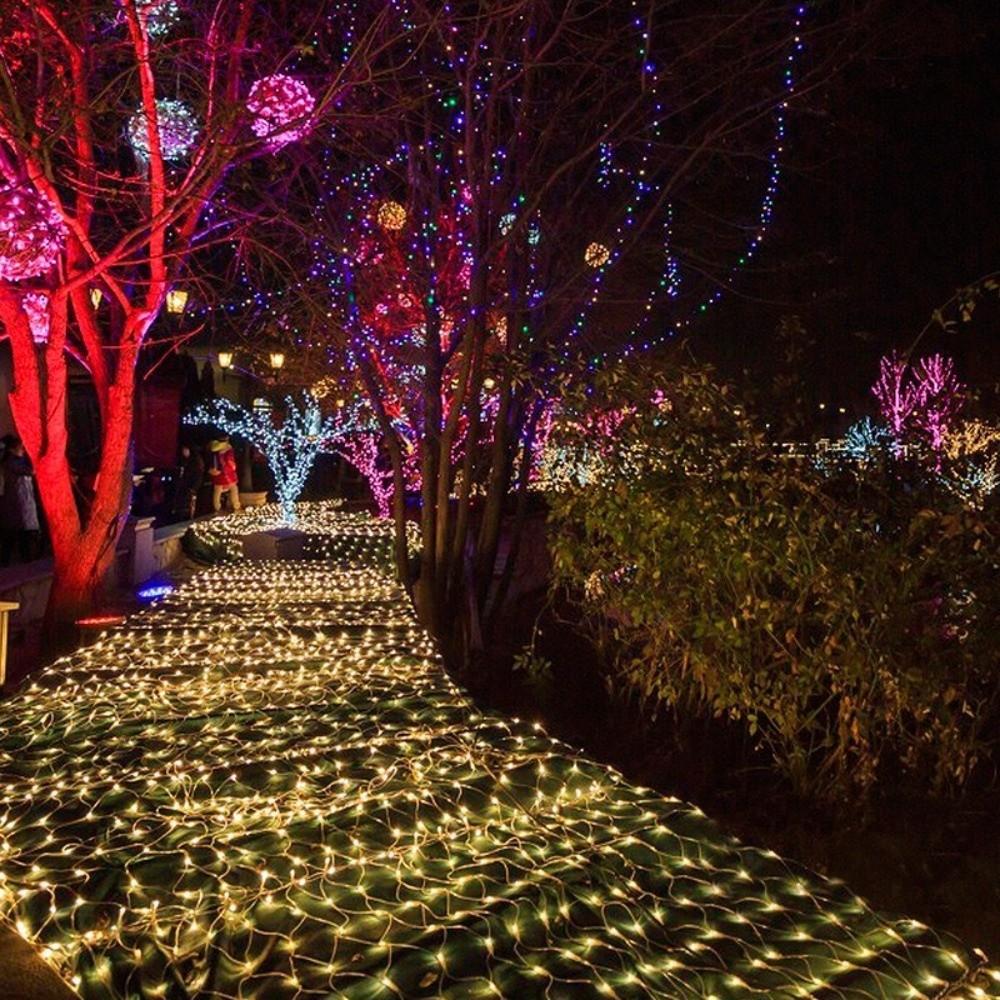 Neu mit Fernbedienung Netzvorhang Licht Wasserdicht Warmweiß LED Fischernetzlicht Lichterkette für den Garten Terrassenbeleuchtung