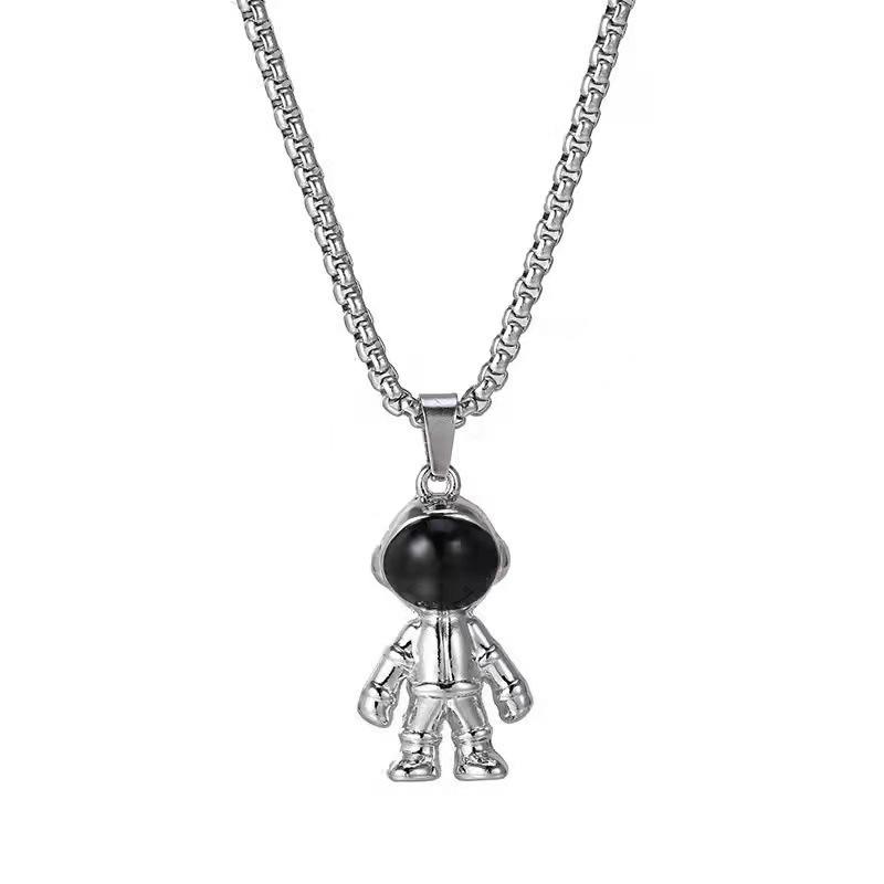 Collier Hip Hop en Acier Titane avec Pendentif Ours pour Hommes & Femmes, Chaîne Pull pour Automne/Hiver