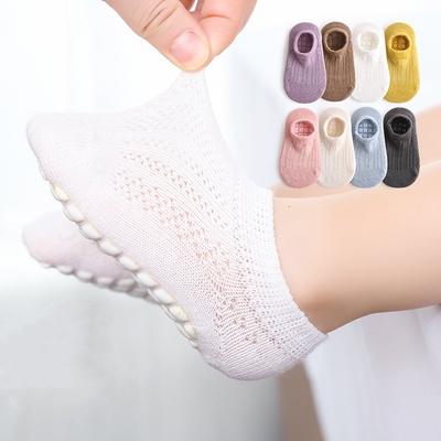 1 Paar Sommer-Babysocken für Jungen und Mädchen, Netzstoff, Bonbonfarben, rutschfeste Bodensocken für Kleinkinder, weiche Baumwolle, atmungsaktiv, kurze Söckchen