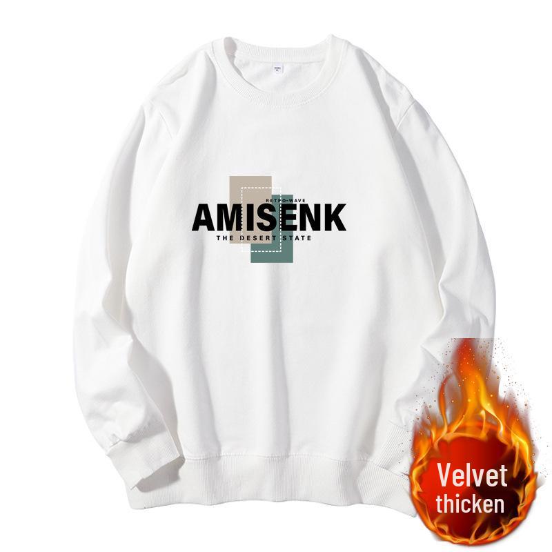 Men's Fleece-Lined Youth Pullover - Loose Fit Autumn/Winter Casual Top
