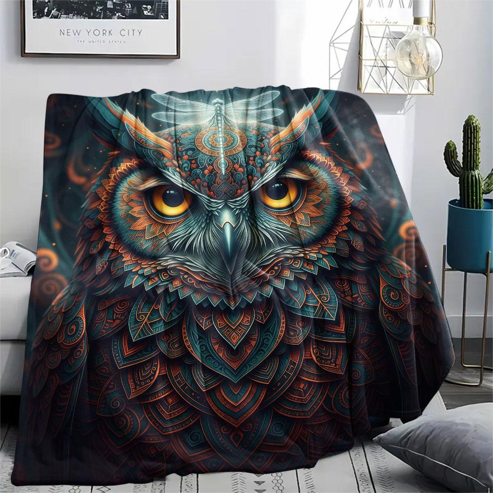 1Pc Mayan-styleanimals Print Flannel Blanket, High quality Comfortable for All Seasons, Home Decor, Warmth and Comfort, Perfect for Christmas Gifts