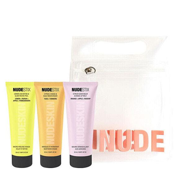 

- Бальзам - Гель-пилинг - Увлажняющий крем Nudestix Nudeskin Citrus Renew Set 20 мл