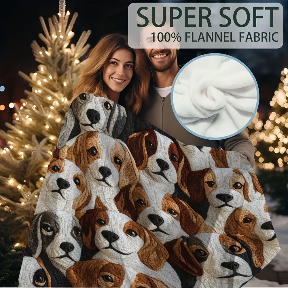 1Pc Beagles Soft And Comfortable Flannel Blanket Mixed Color Polyester Material, Suitable For All Seasons, Couch Bed Office Naps