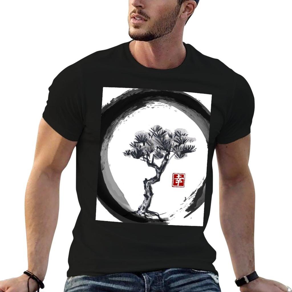 Japanese Pine Tree in Enso Zen Circle Vintage Japanese Ink TShirt PerforUnisexce Workout Short Sleeve Tee