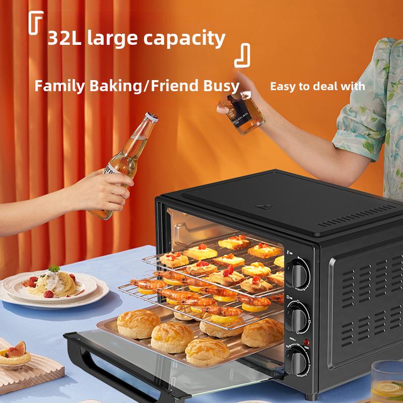 Horno Eléctrico Galanz 32L con Control de Temperatura Uniforme y Funciones de Horneado Multifuncionales