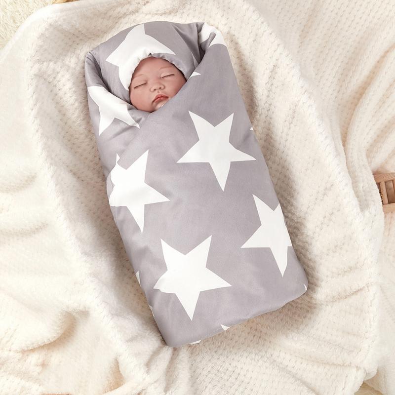 

Infant Baby Swaddling Clothes Short Fleece Double Layer Star Printed Baby Blanket