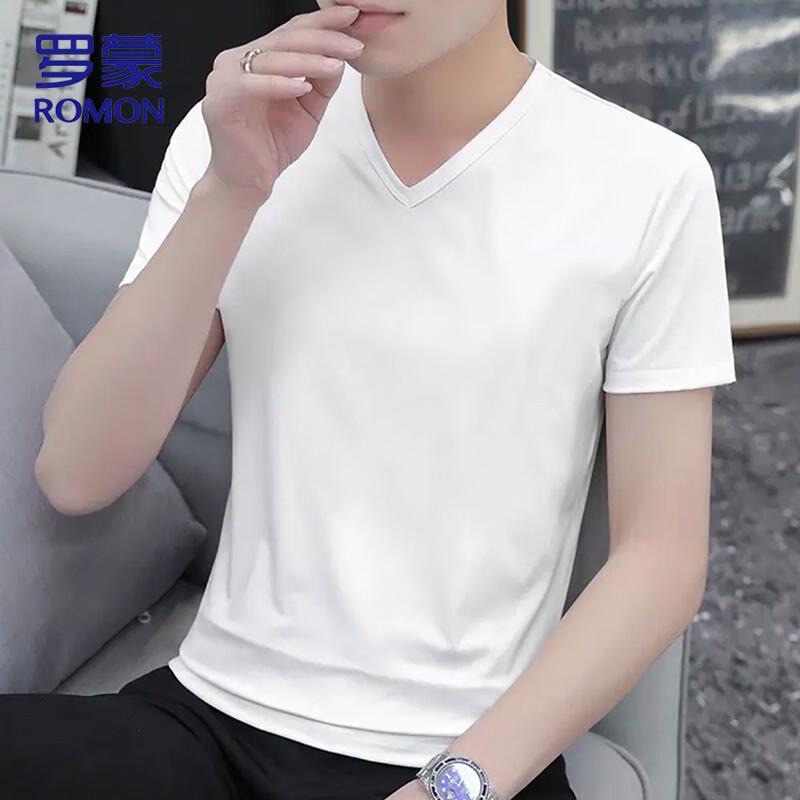 ROMON Men's V-Neck Ice Silk Quick-Dry Antibacterial T-Shirt