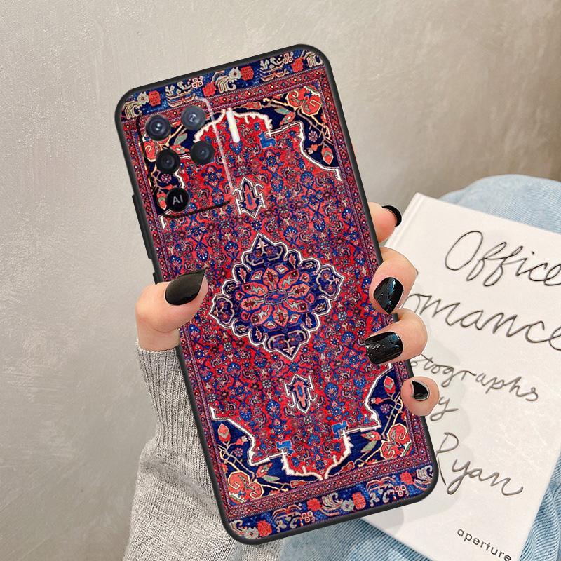 Persian Carpet Floral Pattern Case For Oppo A54 A74 A94 A17 A57 A77 A76 A16 A96 A18 A60 A80 A40 A38 A58 A78 A98 A15 A5 Pro