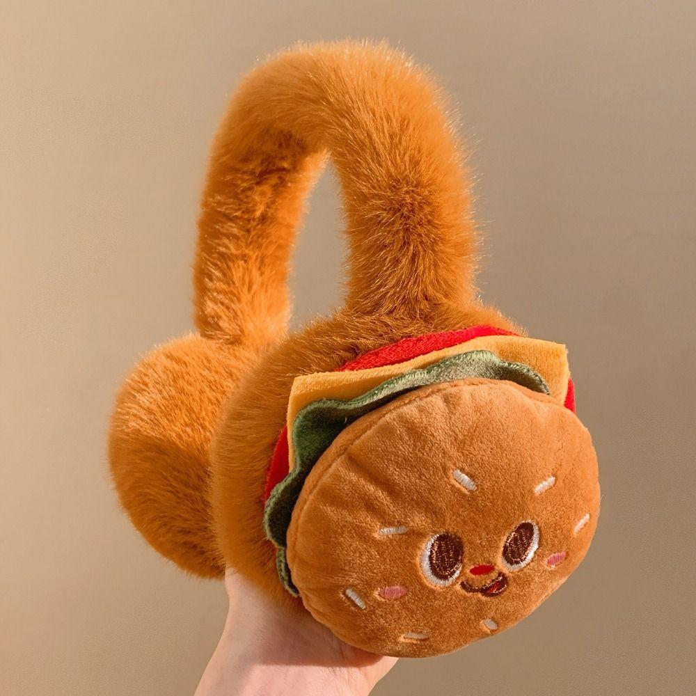 Cartoon Fluffy Ear Warmers Soft Burger Earmuffs Cute Fuzzy Ear Covers Winter Outdoor