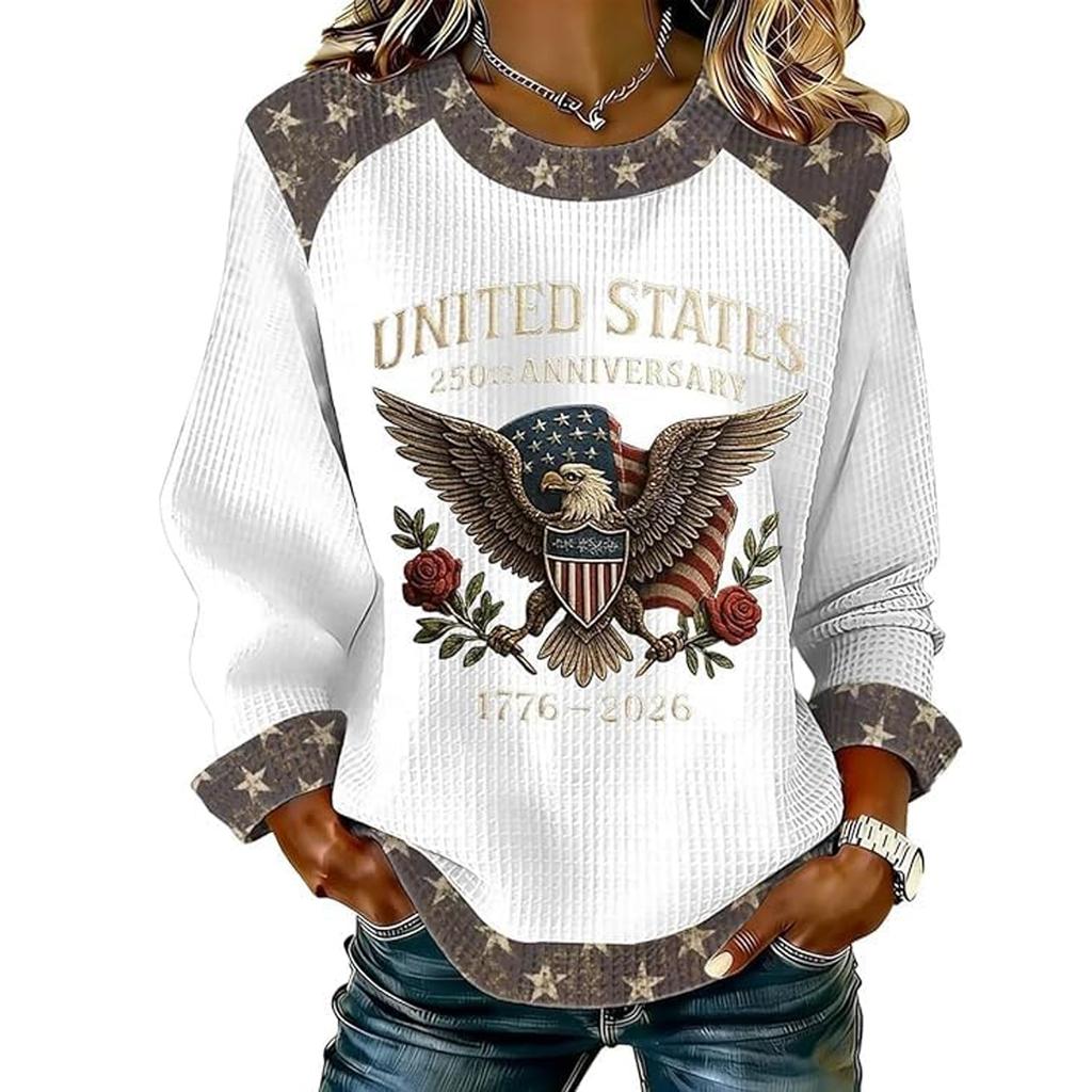 Women's Fashion Casual Long-Sleeve Round-Neck Print Pullover Knit Top