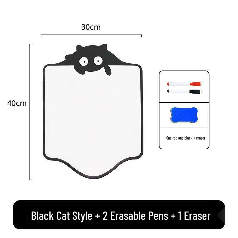 Магнитная стираемая доска для сообщений «Черный кот» для холодильника - Милая многофункциональная доска для заметок.
