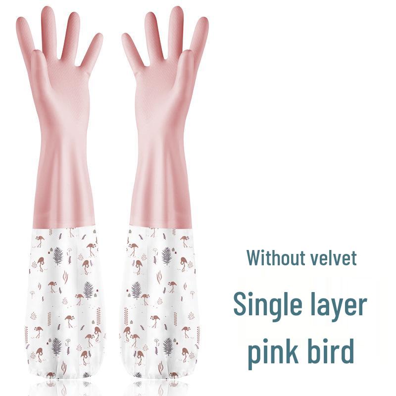 Fleece-Lined Waterproof Rubber Gloves for Dishwashing and Laundry