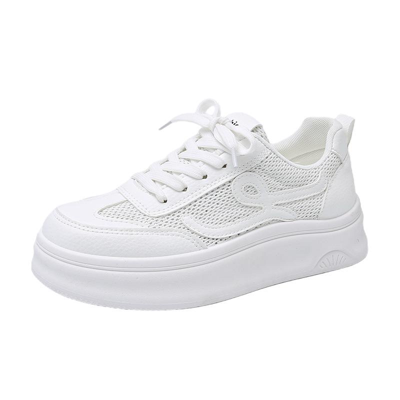 Thick-soled breathable small mesh white shoes women's 2025 new summer thin board shoes versatile height-increasing sports and leisure shoes women