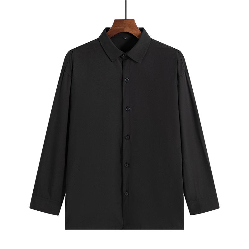 Autumn Men's Long Sleeve Shirts Fashion Korean Baggy No-iron Business Casual Elasticity Lapel Collar Shirt
