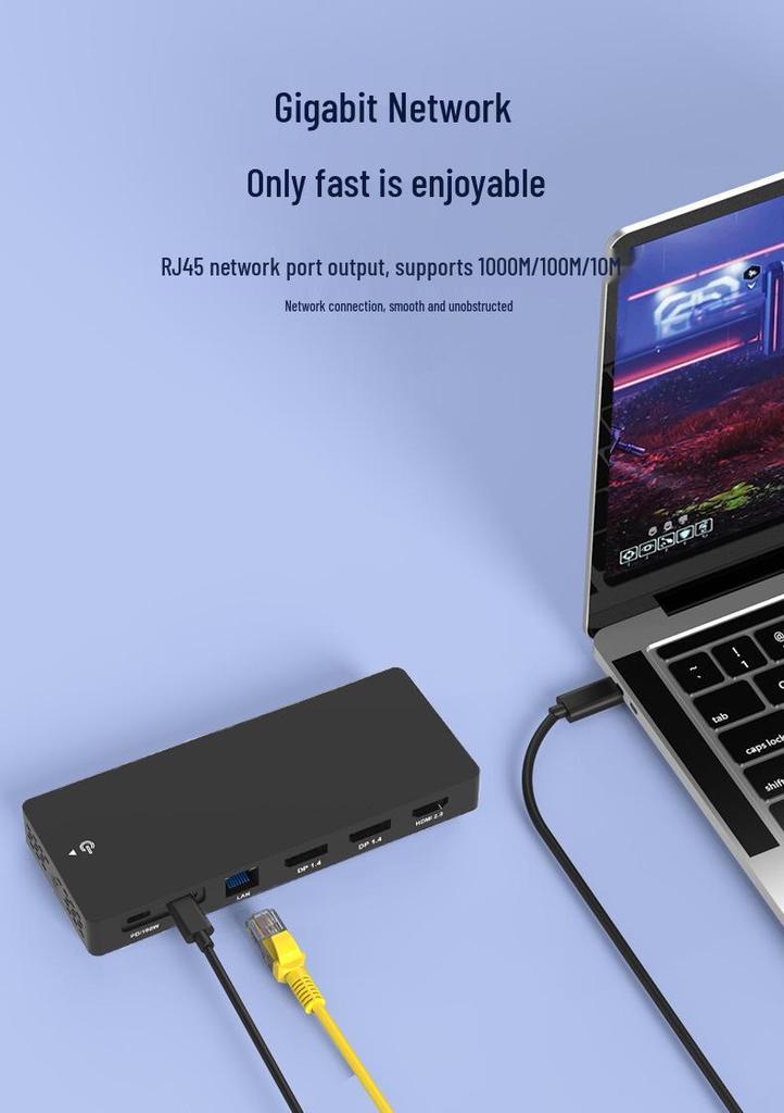 USB-C Docking Station: Dual DP/HDMI, Quad-Screen Display, USB 3.1 Splitter, Ethernet Port, Laptop Expansion Dock