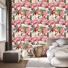 Flamingos roses flowers and leaves wallpaper for living room and bedroom 50x1000