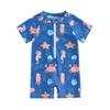 Toddler Boys Rash Guard Swimwear 6 12 18 24 Months 3 Years Cartoon Marine Organisms Print Short Sleeve Swimsuits Front Zipper Bathing Suits
