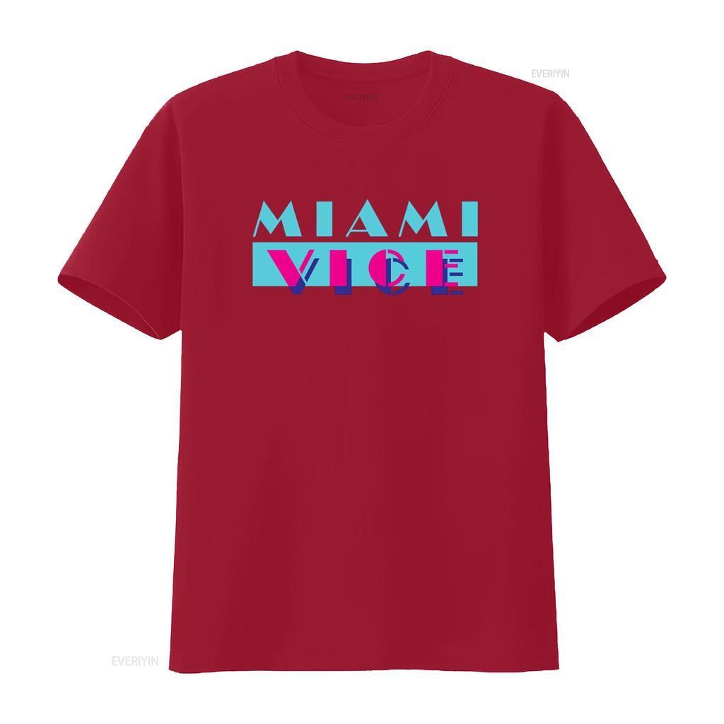 Miami Vice Mens T Shirt OG Logo Top S 2XL Official Retro Style Print Fashionable Streetwear Vintage Washed Stretched Slightly
