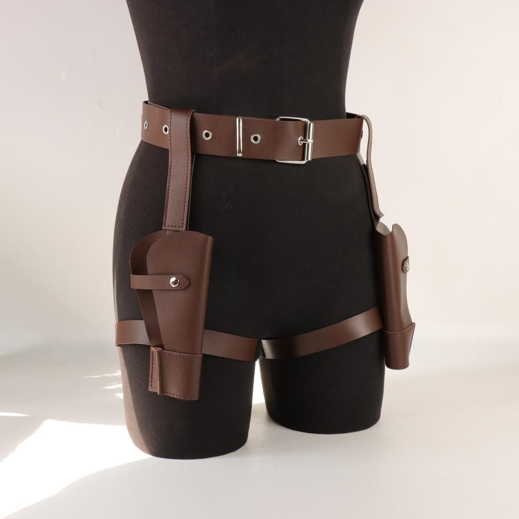 Adjustable Leg Holster and Belt Set For Party Halloween Cosplay Accessory Cowboy Costume for Women And Men(Gun Not Included)