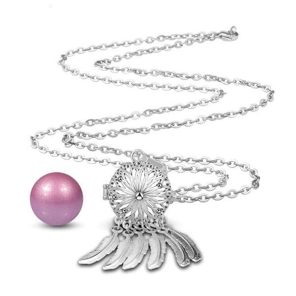 Necklace with Bola Pregnancy Flower Dream Catcher Pink Bell