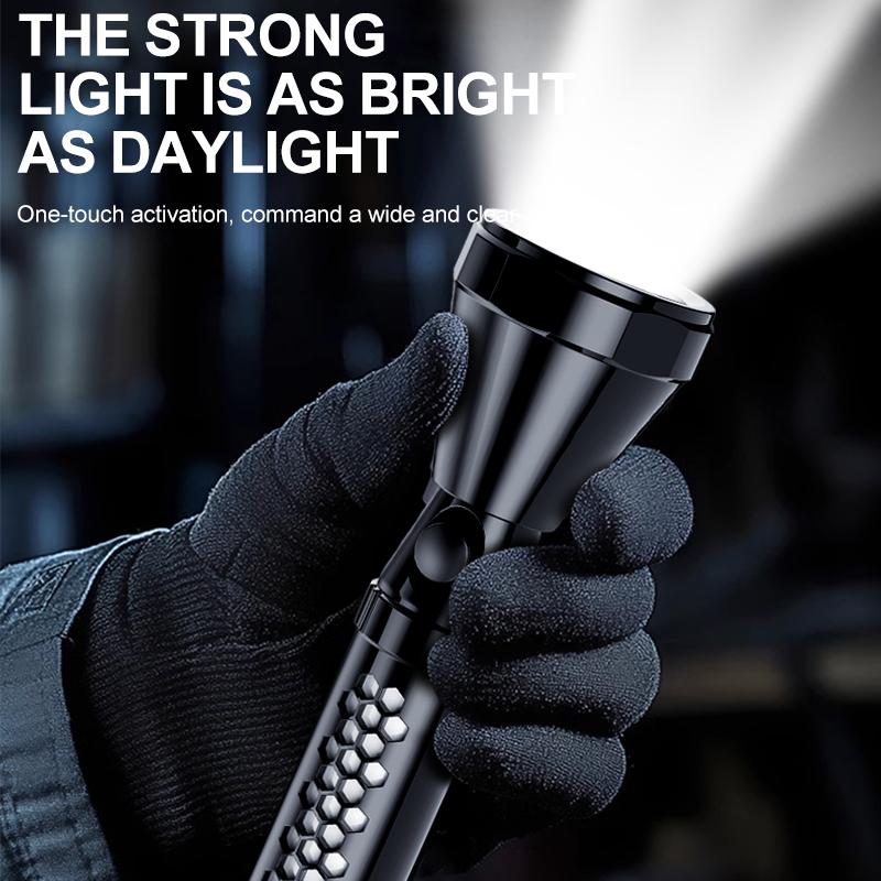 Top corner mode of LED portable flashlight with cellular side light supports TYPE-C charging.