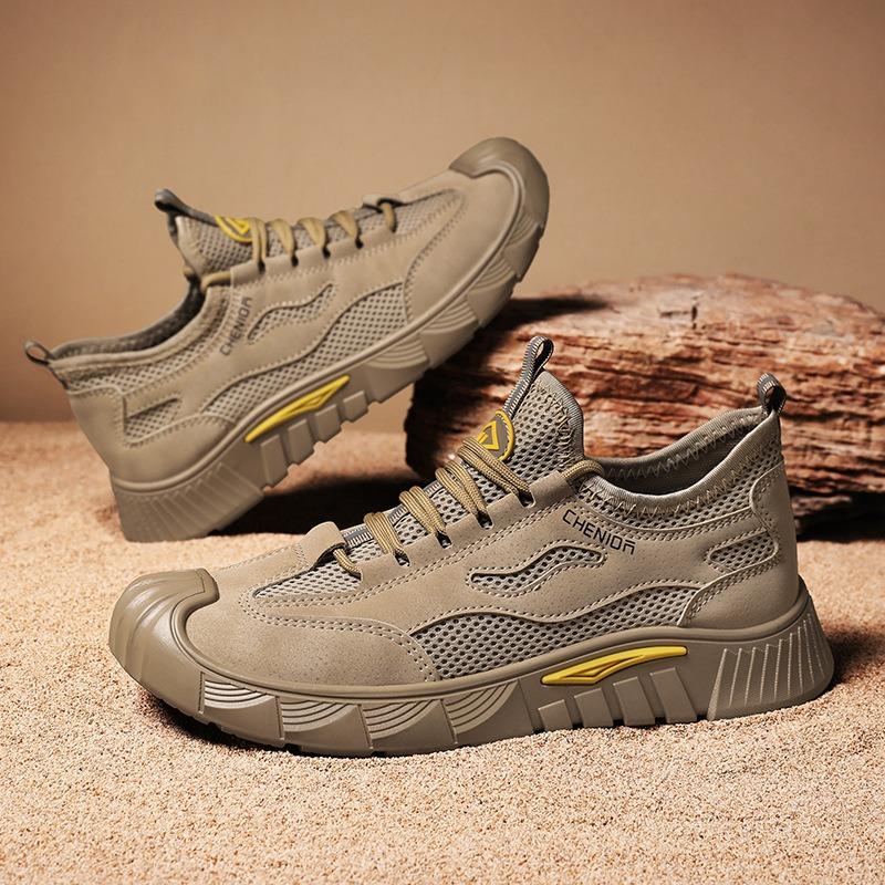 Men's Shoes Spring New Mesh Breathable Casual Fashion Versatile Construction Site Work Shoes Dirt-resistant Mesh Shoes