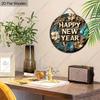 Christmas decoration sign,indoor hanging decorations,2D flat Wooden products with THE PATTERN is the text "HAPPY NEW YEAR",Christmas gifts for family
