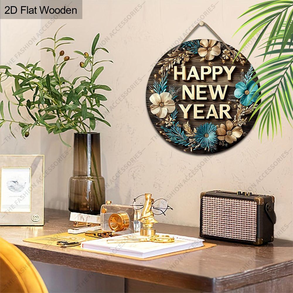 Christmas decoration sign,indoor hanging decorations,2D flat Wooden products with THE PATTERN is the text "HAPPY NEW YEAR",Christmas gifts for family