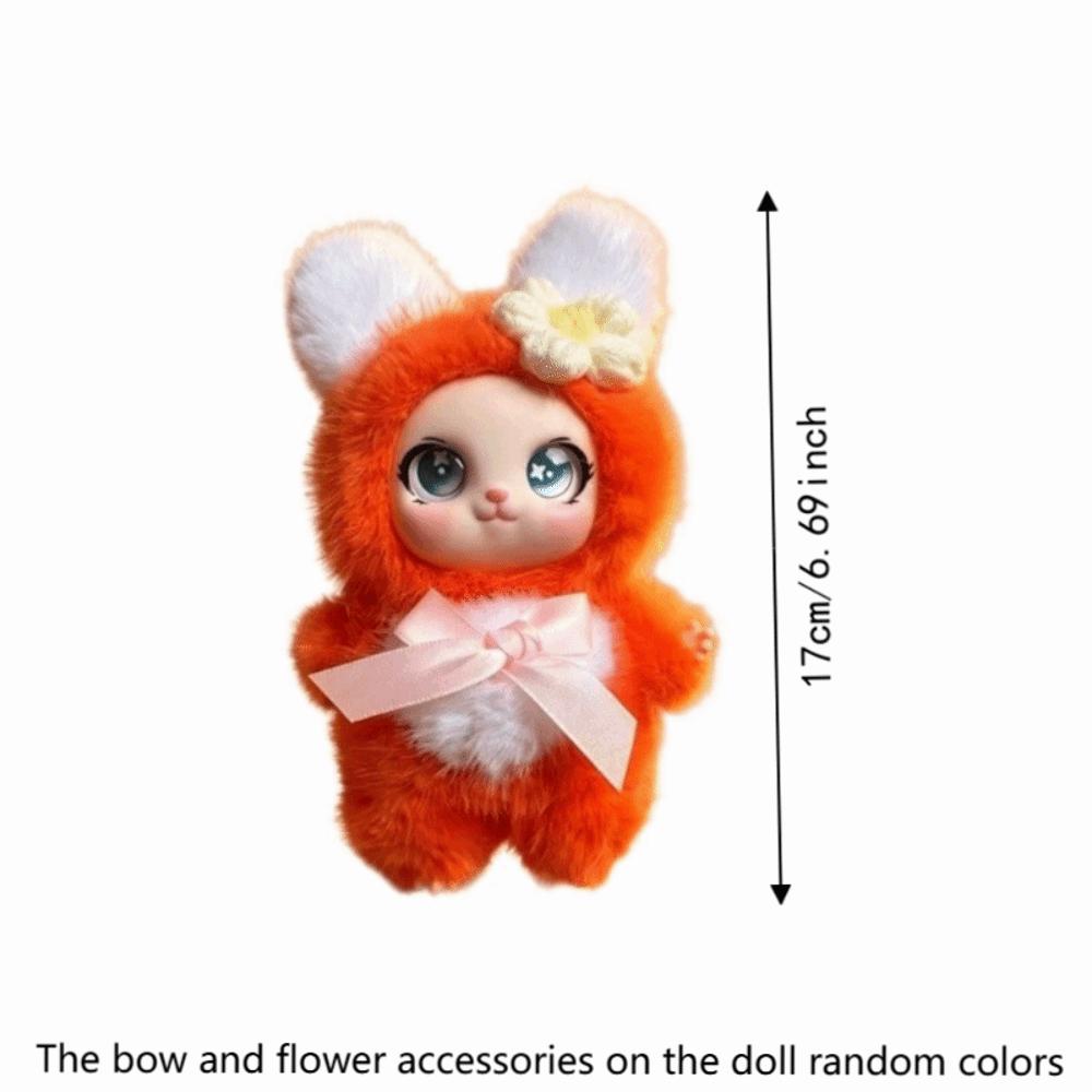 Big Ear with Flower Rabbit Plush Keychain Ornaments Bunny Plush Doll Pendant  Car Keyring