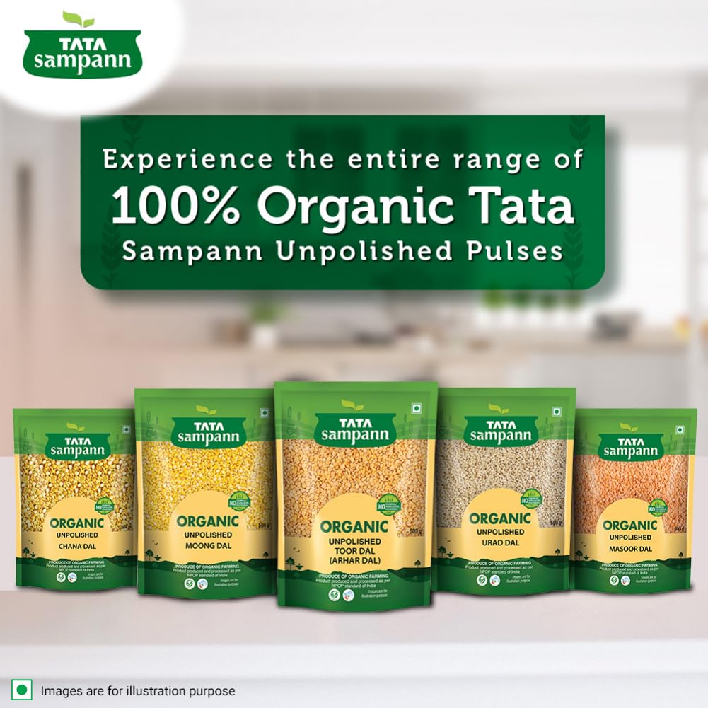 Tata Sampann Organic Unpolished Chana Dal 1kg High Protein Fibre-Rich Pulses For Healthy Meals And Delicious Everyday Cooking