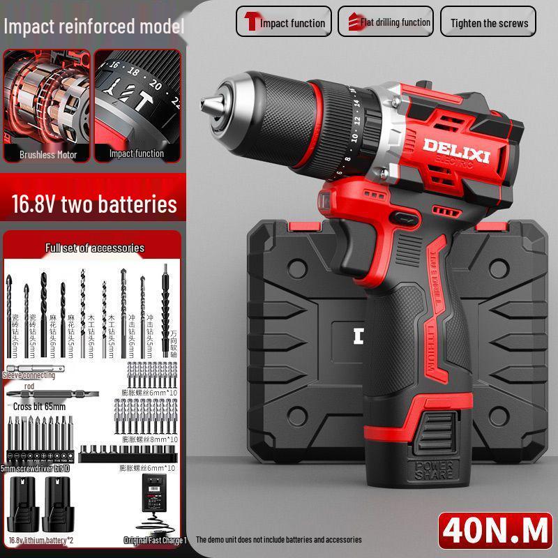 Delixi Cordless Brushless Hammer Drill & Electric Screwdriver with Lithium Battery