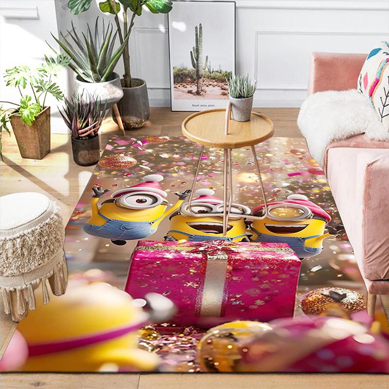 1Pc Christmas Minion Celebration Rug Office Carpet Indoor Outdoor Doormat Nonslip Soft And Comfortable Living Room Christmas Halloween Gift D91844