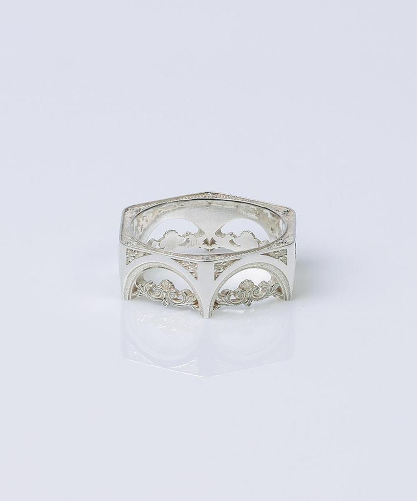Address669 Structure Silver Ring #7W